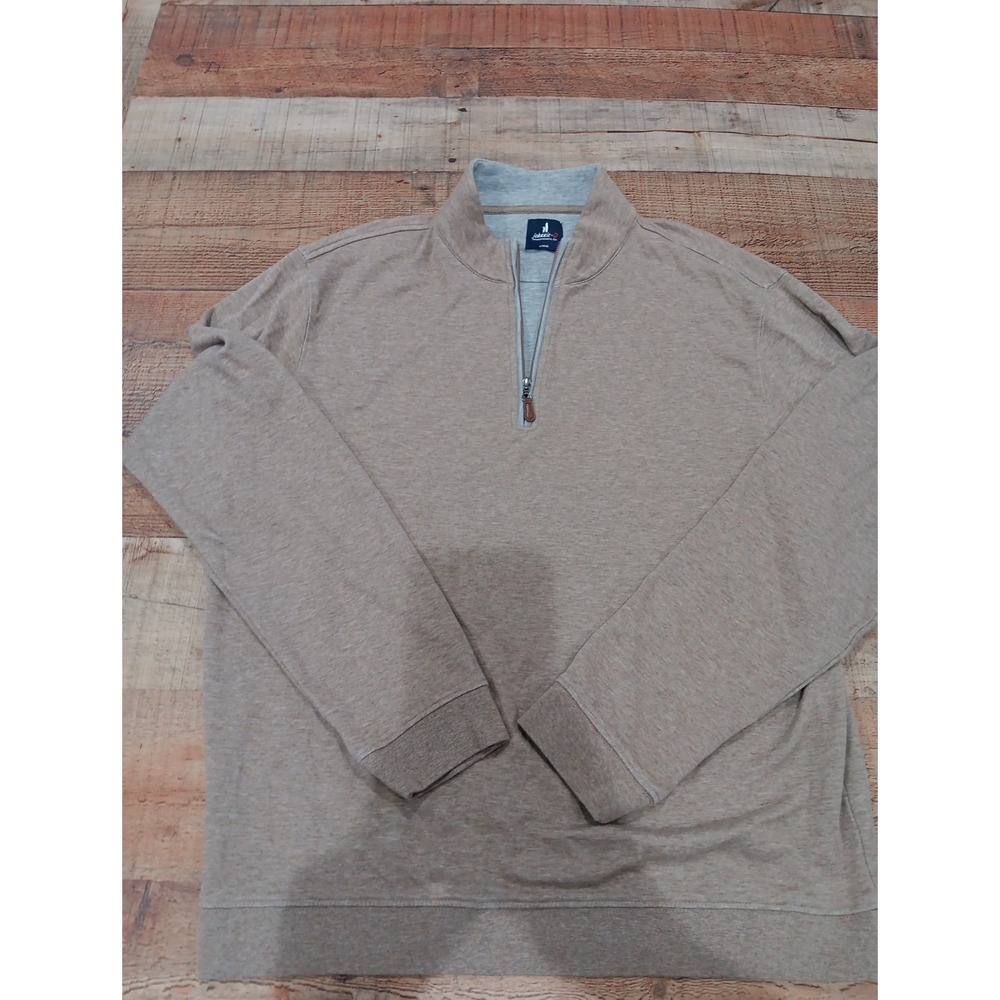 Johnnie-O Sully 1/4 Zip Pullover Sweatshirt Men's L Teak Beige Golf Classic 2590